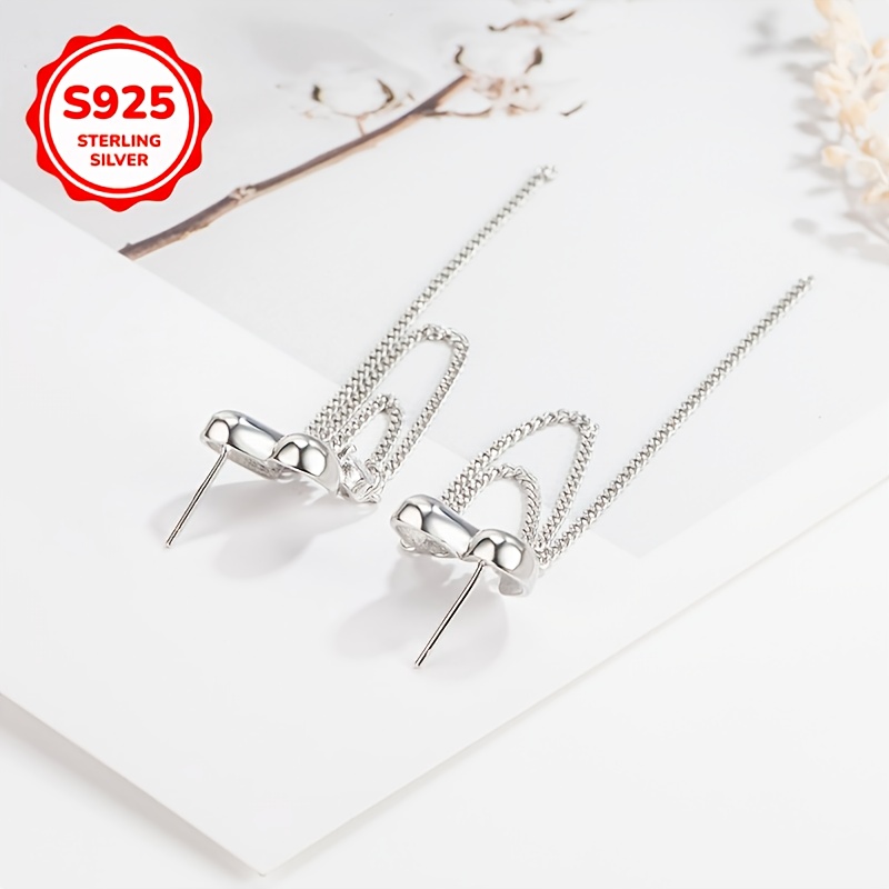 925 Silver Low-Allergy Heart Tassel Earrings